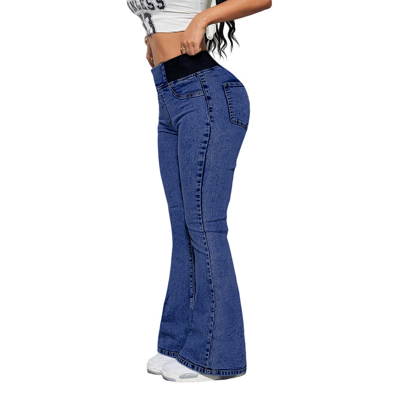 DE RDUCTION Jean vas Taille Haute pour Femme Denim Stretch, Silhouette Allonge & Confort Absolu
