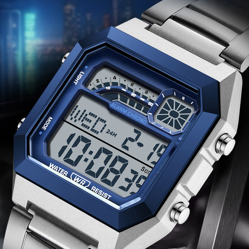 DE RDUCTION Montre numrique unisexe avec cran carr affichage lumineux, tanche jusqu' 50 mtres et bracelet lger et rsistant