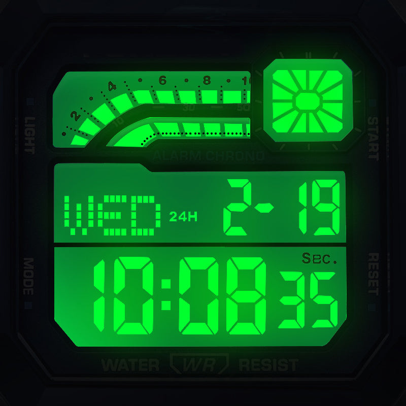 DE RDUCTION Montre numrique unisexe avec cran carr affichage lumineux, tanche jusqu' 50 mtres et bracelet lger et rsistant