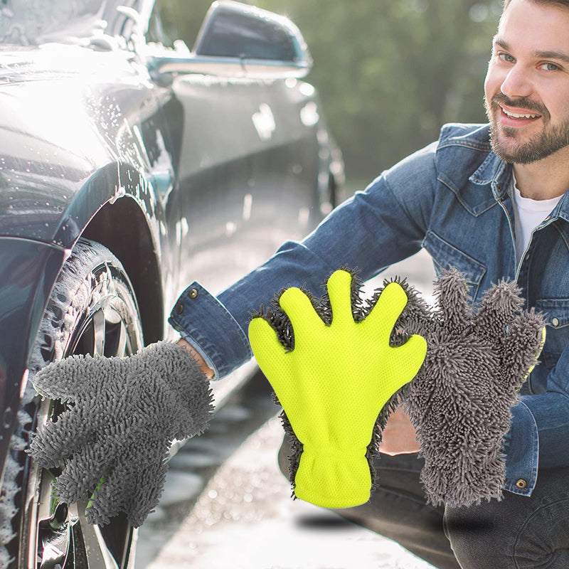 Fünffinger-Waschhandschuh, beidseitig verwendbar