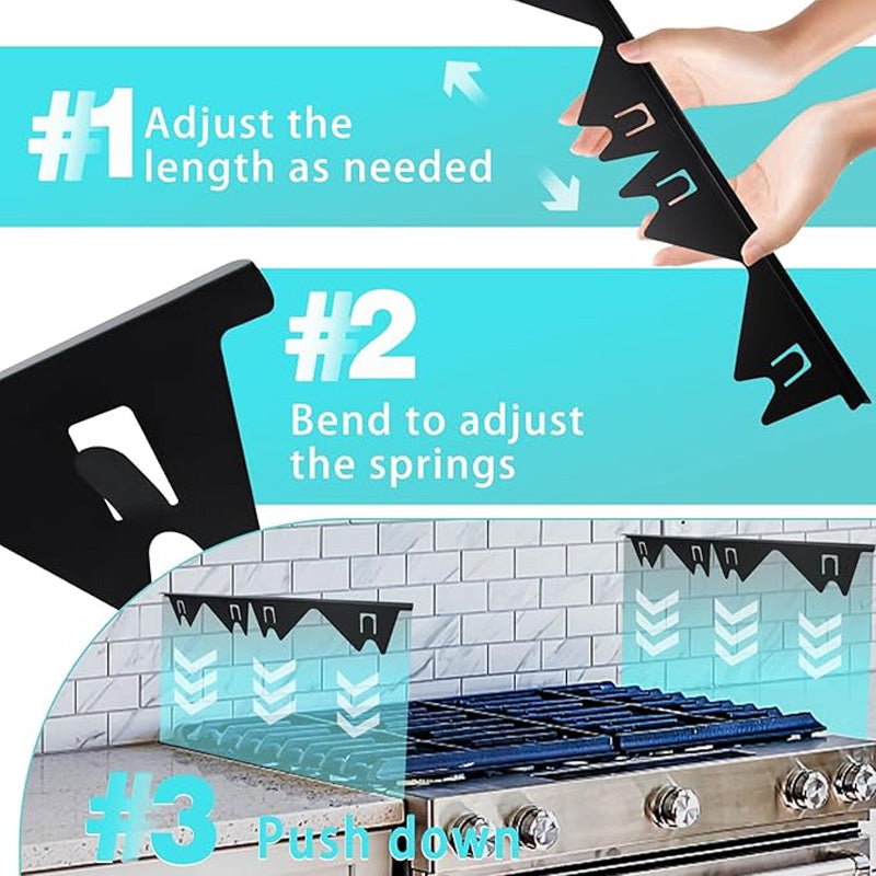Protection rglable en acier inoxydable pour l'espace entre le bord de la cuisinire et le plan de travail
