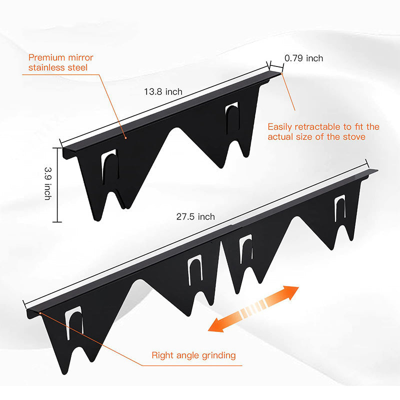Protection rglable en acier inoxydable pour l'espace entre le bord de la cuisinire et le plan de travail