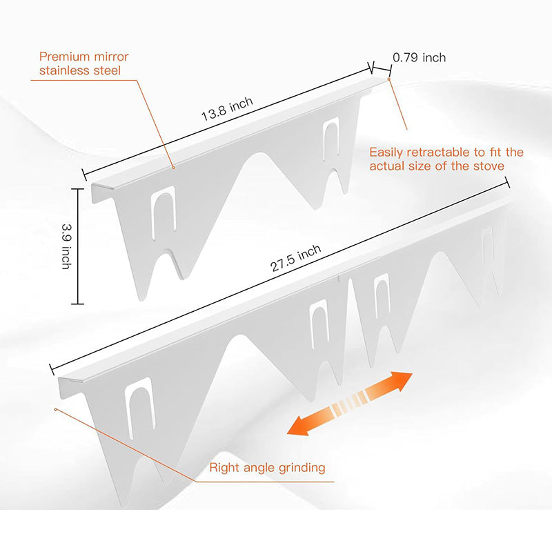 Protection rglable en acier inoxydable pour l'espace entre le bord de la cuisinire et le plan de travail