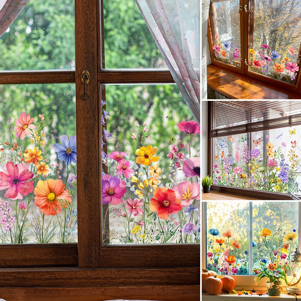 DE 50 % DE RDUCTION Autocollant pour fentre bouquet floral color