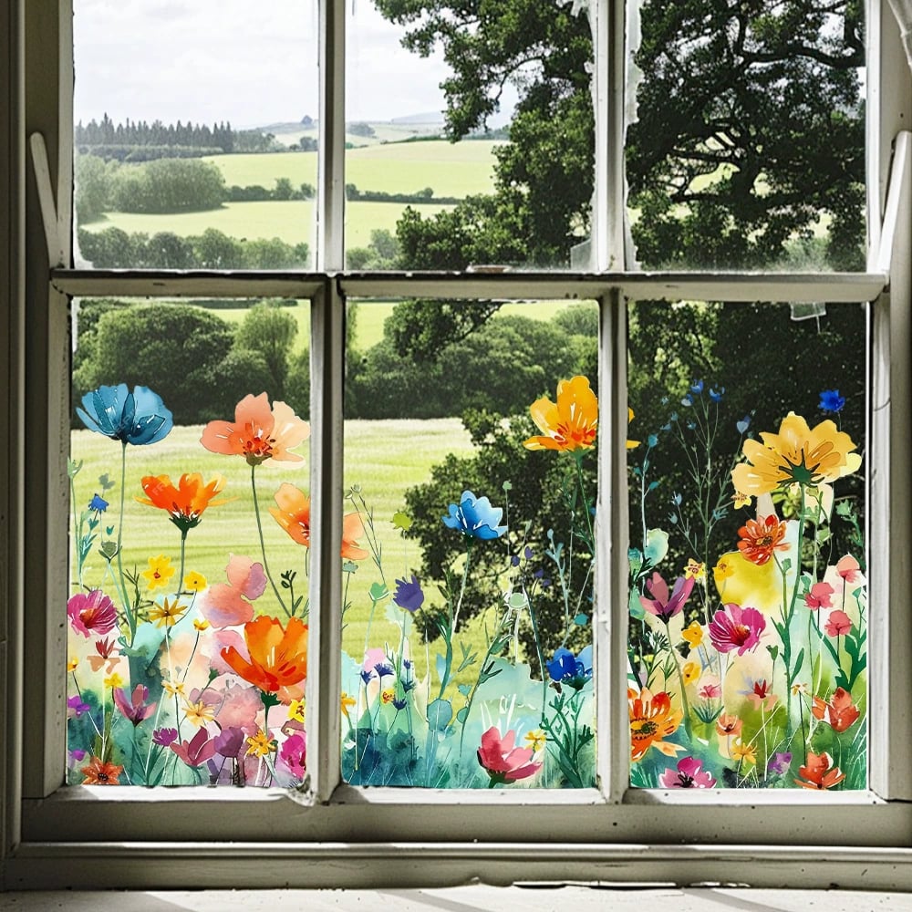DE 50 % DE RDUCTION Autocollant pour fentre bouquet floral color