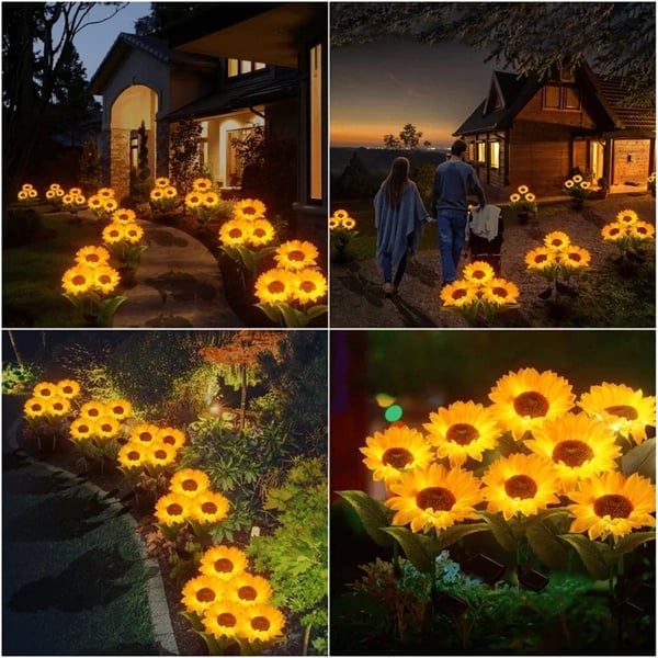 DE REDUCTION Wasserdichte Solar-Sonnenblumenleuchten, realistische Blütenblätter, IP65-zertifiziert und automatische Einschaltung 8 12 h
