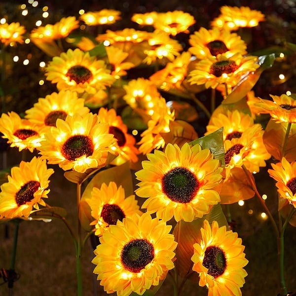 DE REDUCTION Wasserdichte Solar-Sonnenblumenleuchten, realistische Blütenblätter, IP65-zertifiziert und automatische Einschaltung 8 12 h