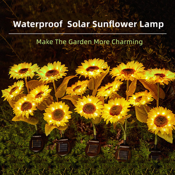 DE REDUCTION Wasserdichte Solar-Sonnenblumenleuchten, realistische Blütenblätter, IP65-zertifiziert und automatische Einschaltung 8 12 h