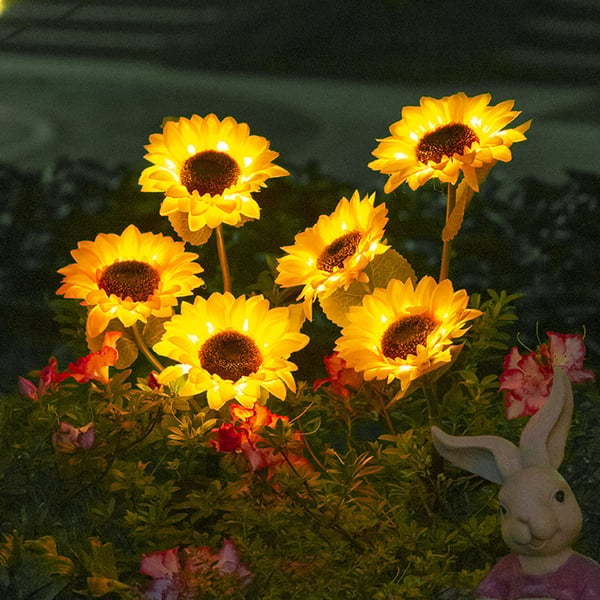 DE REDUCTION Wasserdichte Solar-Sonnenblumenleuchten, realistische Blütenblätter, IP65-zertifiziert und automatische Einschaltung 8 12 h