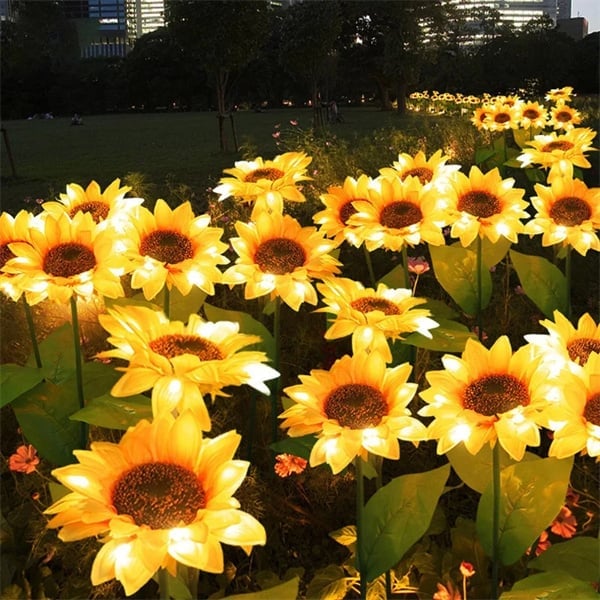DE REDUCTION Wasserdichte Solar-Sonnenblumenleuchten, realistische Blütenblätter, IP65-zertifiziert und automatische Einschaltung 8 12 h