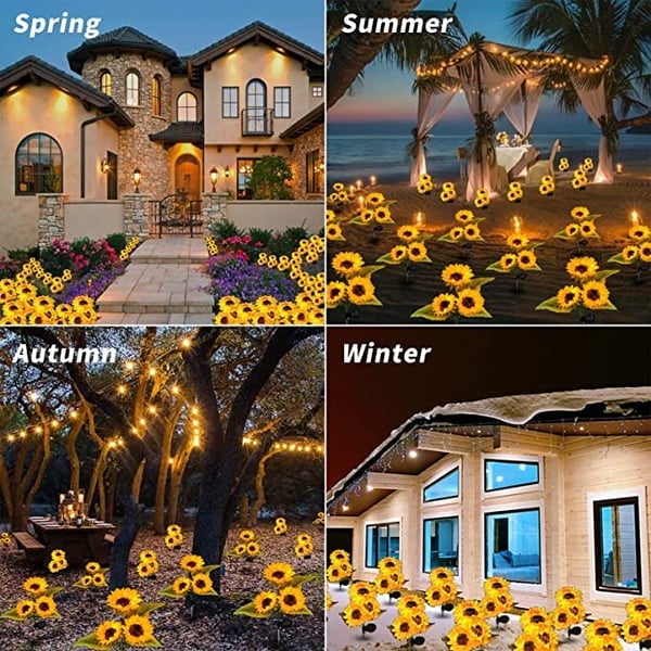 DE REDUCTION Wasserdichte Solar-Sonnenblumenleuchten, realistische Blütenblätter, IP65-zertifiziert und automatische Einschaltung 8 12 h