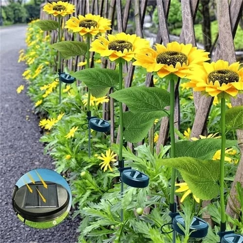 DE REDUCTION Wasserdichte Solar-Sonnenblumenleuchten, realistische Blütenblätter, IP65-zertifiziert und automatische Einschaltung 8 12 h
