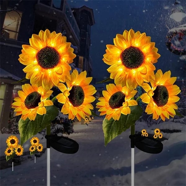 DE RDUCTION Lampes solaires tournesol tanches Ptales ralistes, indice de protection IP65 et allumage automatique 8 12 h