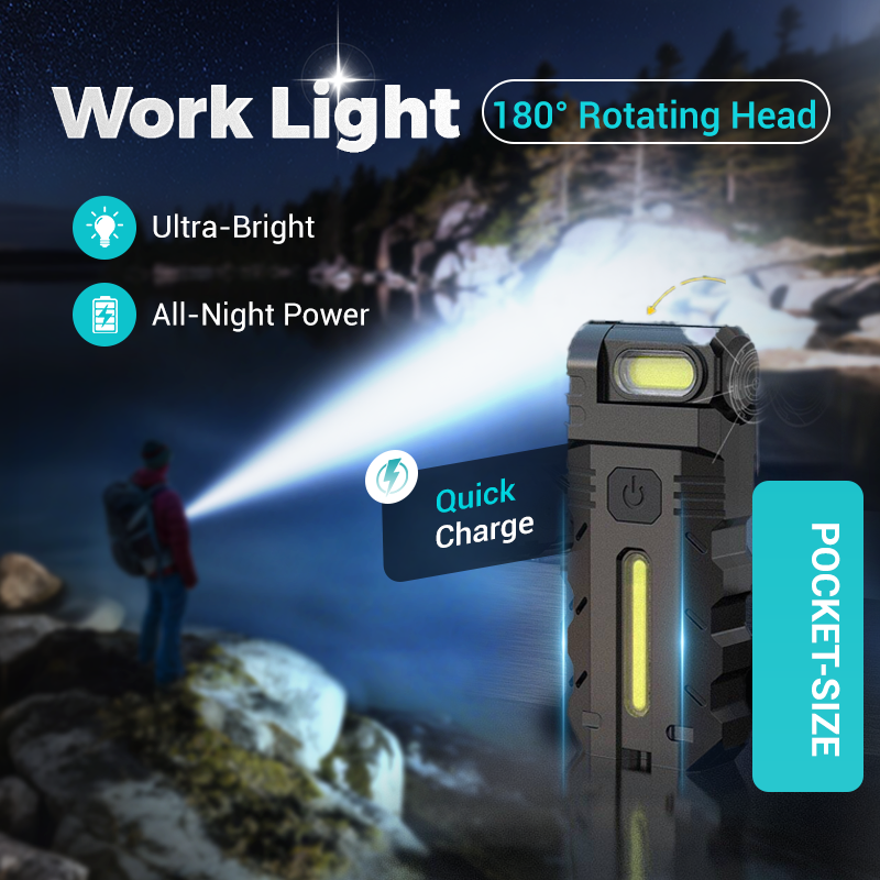 DE RDUCTION Lampe de travail LED tte pivotante 180 Double faisceau, base magntique et rechargeable via USB-C