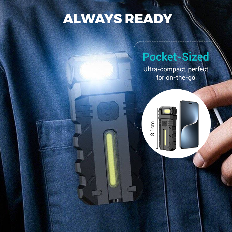 DE RDUCTION Lampe de travail LED tte pivotante 180 Double faisceau, base magntique et rechargeable via USB-C