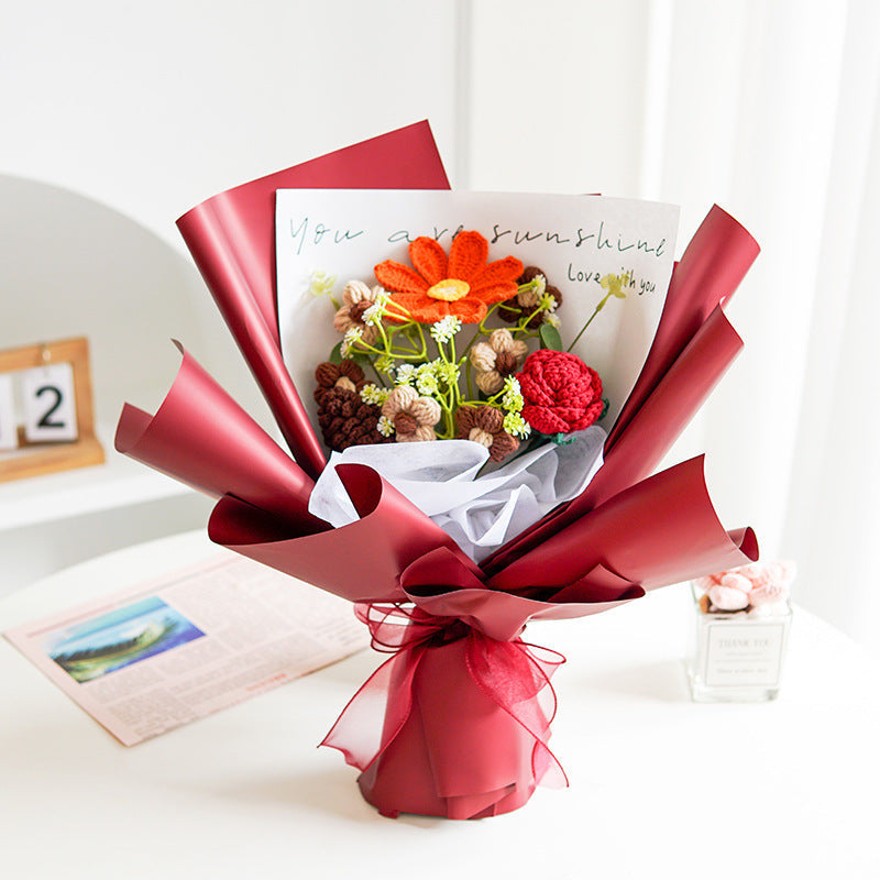 DE RDUCTION Bouquet de fleurs dlicates au crochet fait main Design raliste, durable et parfait pour la dcoration intrieure ou comme cadeau