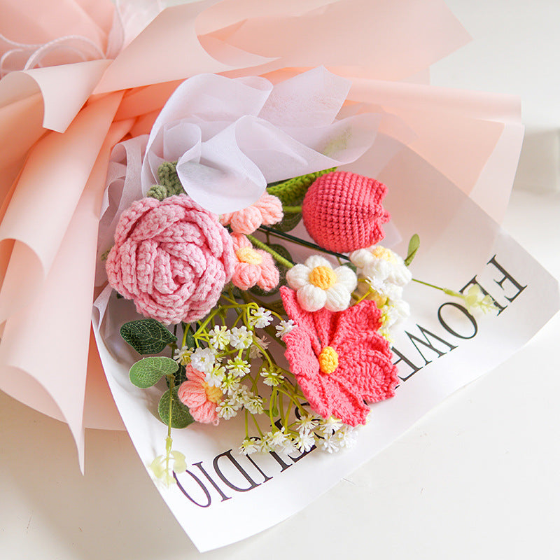 DE RDUCTION Bouquet de fleurs dlicates au crochet fait main Design raliste, durable et parfait pour la dcoration intrieure ou comme cadeau