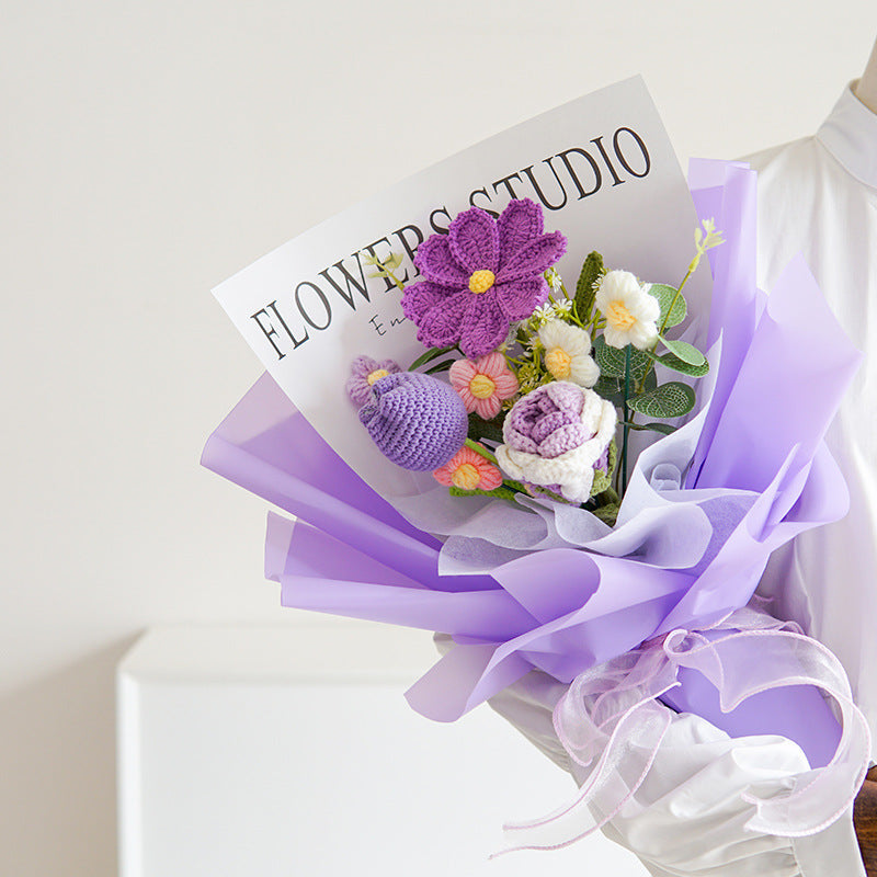 DE RDUCTION Bouquet de fleurs dlicates au crochet fait main Design raliste, durable et parfait pour la dcoration intrieure ou comme cadeau