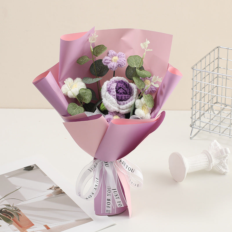 DE RDUCTION Bouquet de fleurs dlicates au crochet fait main Design raliste, durable et parfait pour la dcoration intrieure ou comme cadeau