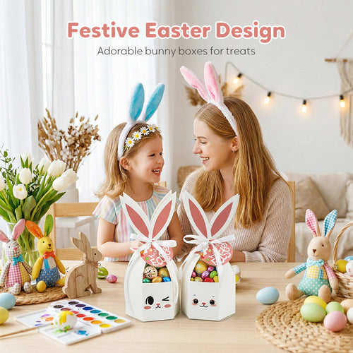 10 bo?tes friandises Lapin de Paques avec rubans et tiquettes