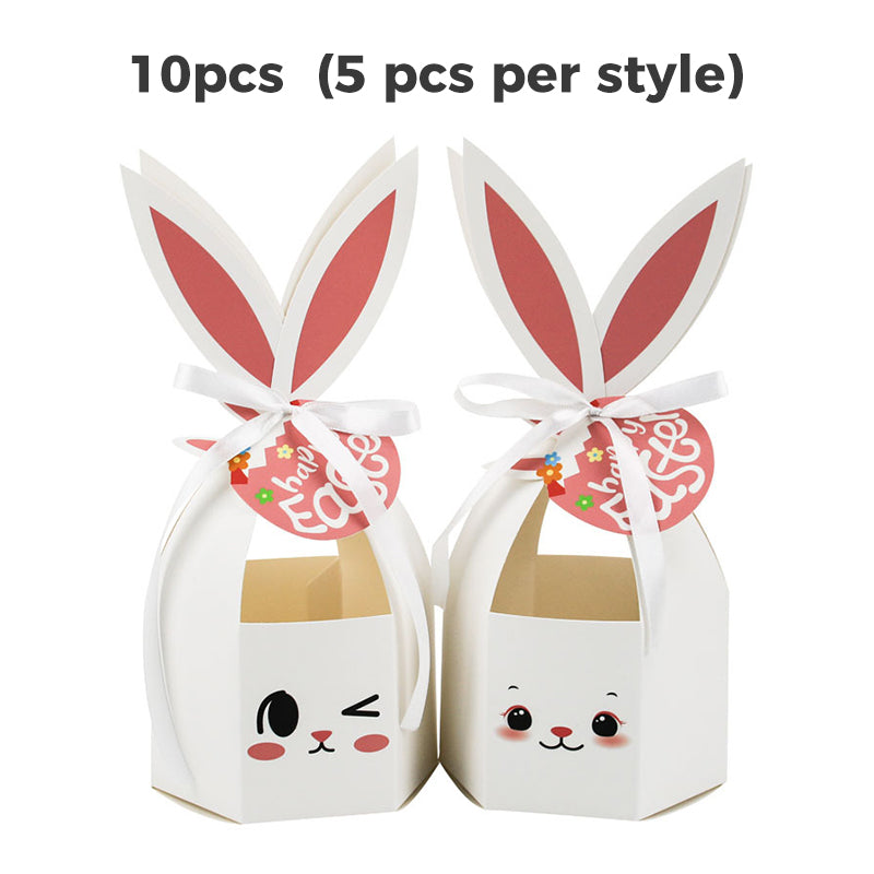 10 bo?tes friandises Lapin de Paques avec rubans et tiquettes