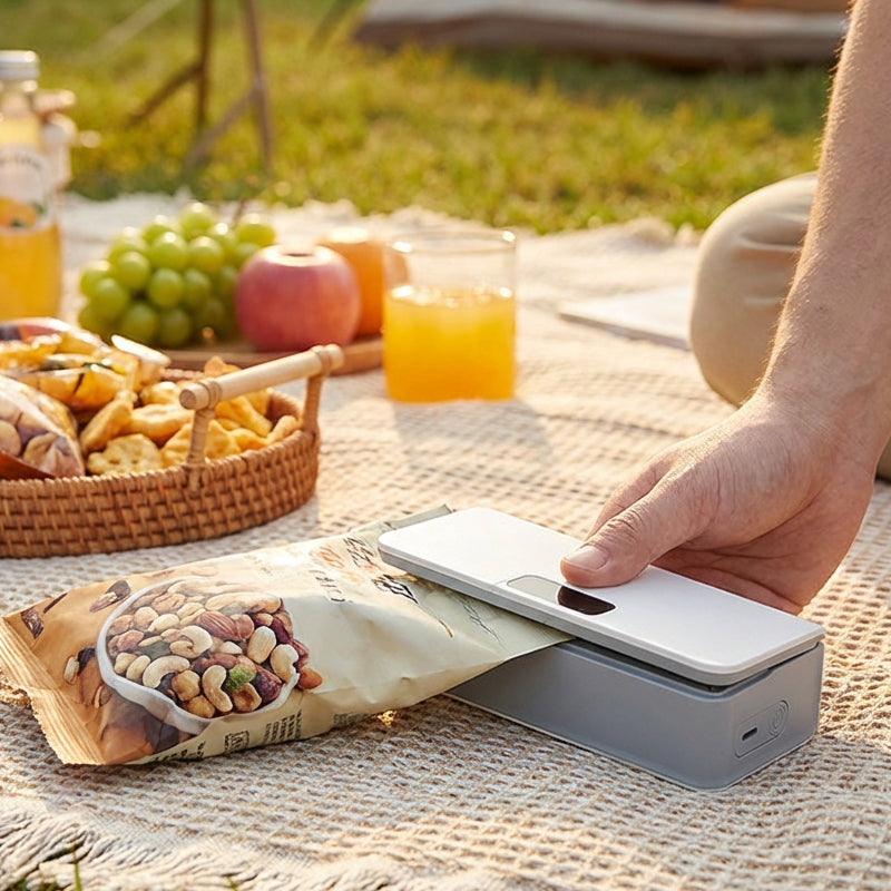 SUR LA MINI SCELLEUSE 2 EN 1 Rechargeable USB-C, 6 Niveaux de Chauffage & Lame Cutter Intgre
