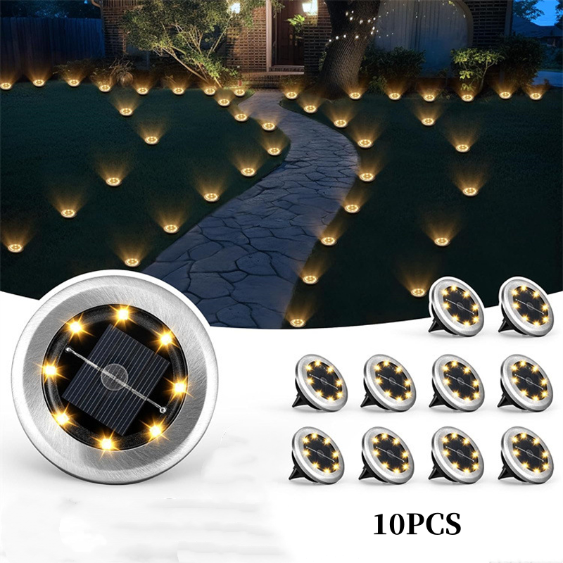 Solar-Gartenleuchten für Außen, 8-10 Stunden Leuchtdauer, kabellose Installation (2-14 Stück, Schwarz)