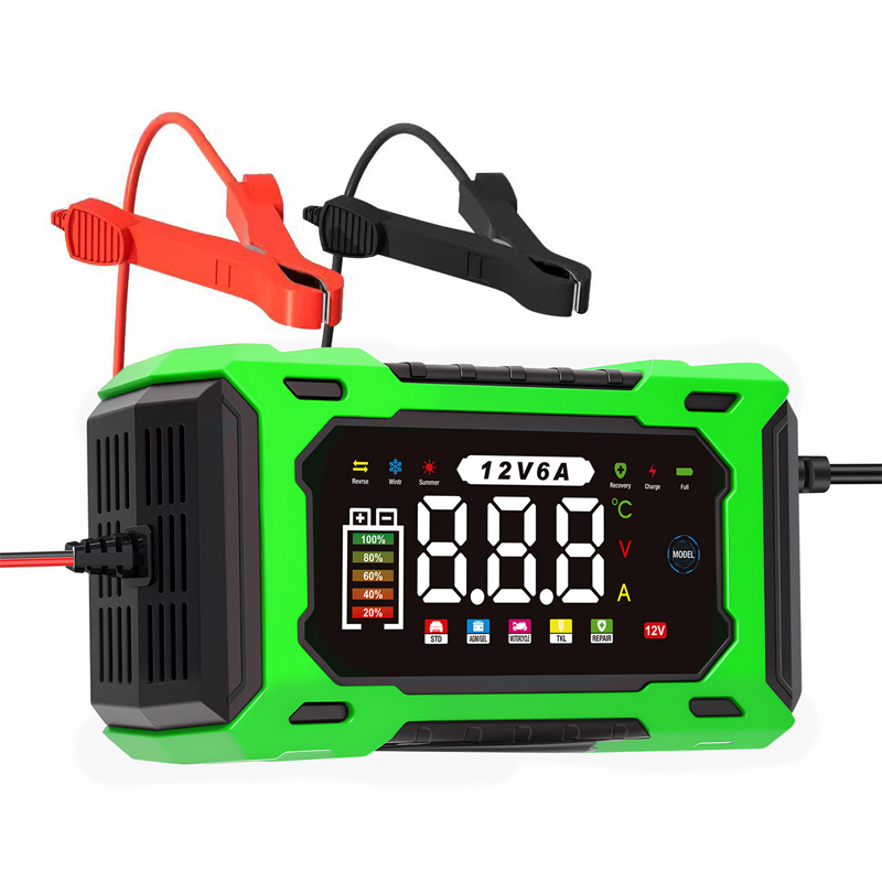 Chargeur de Batterie Voiture Intelligent 12V 6A Rparation par Impulsions, cran LCD, Scurit Maximale