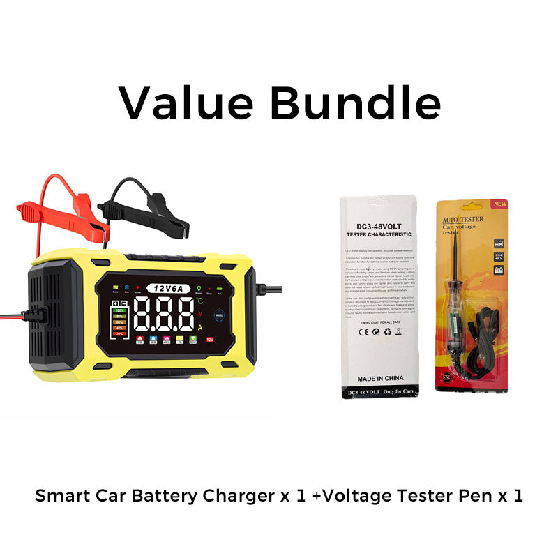 Chargeur de Batterie Voiture Intelligent 12V 6A Rparation par Impulsions, cran LCD, Scurit Maximale