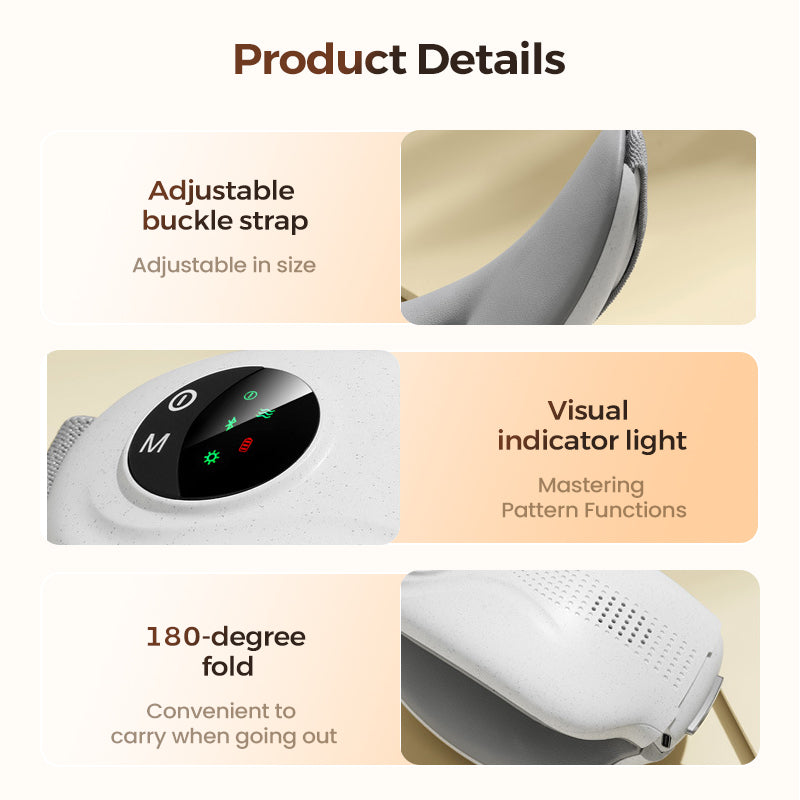 Appareil de massage oculaire Bluetooth avec fonction chauffante et musique