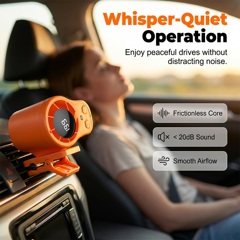 Ventilateur Personnel USB Mains Libres Fixation Grille Aration Voiture ou Bureau, cran LED, Silencieux (<36dB), Batterie 2000/4000mAh, 3 Couleurs