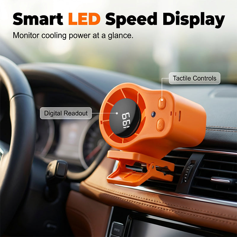 Ventilateur Personnel USB Mains Libres Fixation Grille Aration Voiture ou Bureau, cran LED, Silencieux (<36dB), Batterie 2000/4000mAh, 3 Couleurs