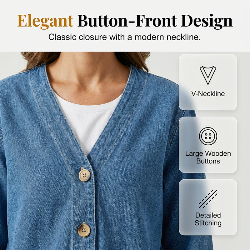 DE RDUCTION Veste en jean classique boutons pour femme