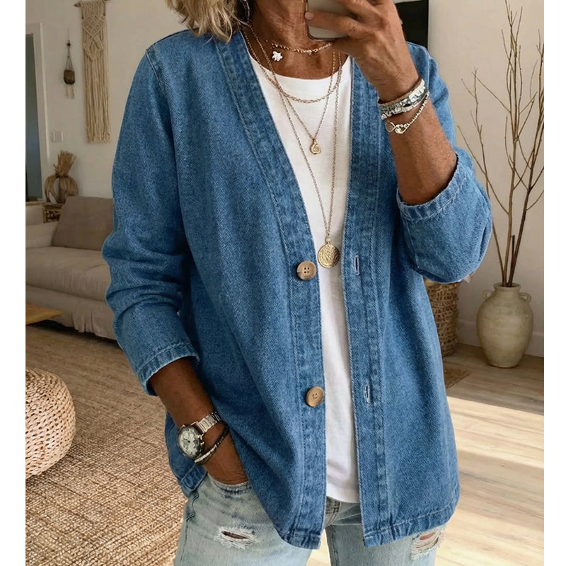 DE RDUCTION Veste en jean classique boutons pour femme