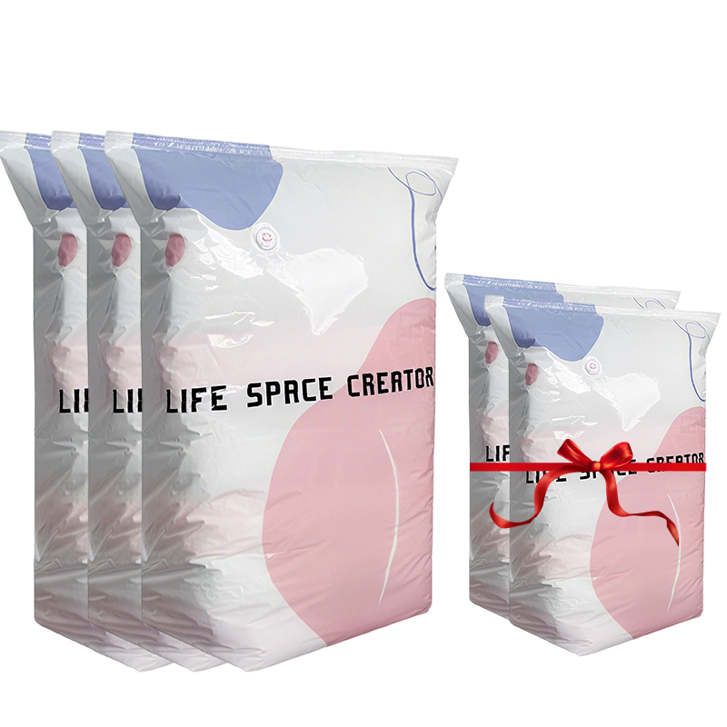 Sacs de rangement sous vide sans pompe Appuyez et scellez, aucune pompe ncessaire. conomise 80 % despace, garde les vtements au sec et sans poussire. Parfait pour la literie volumineuse et lquipement hors-saison.