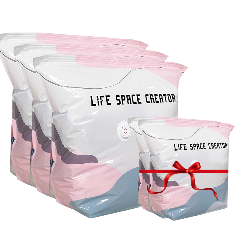 Sacs de rangement sous vide sans pompe Appuyez et scellez, aucune pompe ncessaire. conomise 80 % despace, garde les vtements au sec et sans poussire. Parfait pour la literie volumineuse et lquipement hors-saison.