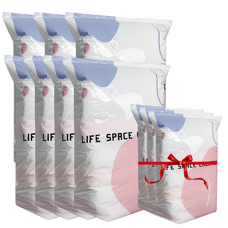 Sacs de rangement sous vide sans pompe Appuyez et scellez, aucune pompe ncessaire. conomise 80 % despace, garde les vtements au sec et sans poussire. Parfait pour la literie volumineuse et lquipement hors-saison.
