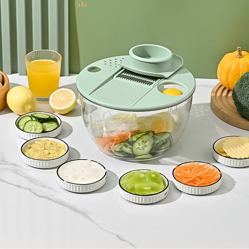 De rduction Salatschleuder und multifunktionaler Gemüseschneider 9-in-1 große Kapazität