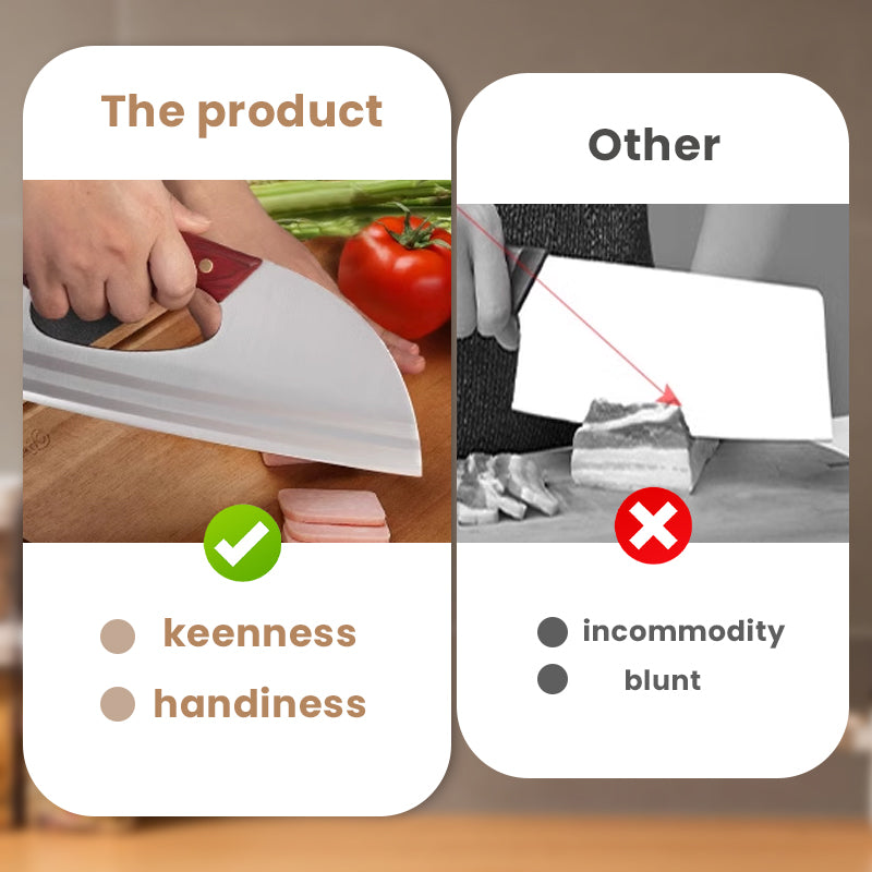 Couteau de cuisine ergonomique Con?u pour une prise en main vers l'avant, il permet de couper facilement les lgumes et la viande. Un cadeau bien pens pour les cuisiniers amateurs.