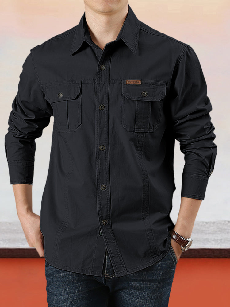 Nouveau style 2026 Chemise de travail en coton manches longues pour homme