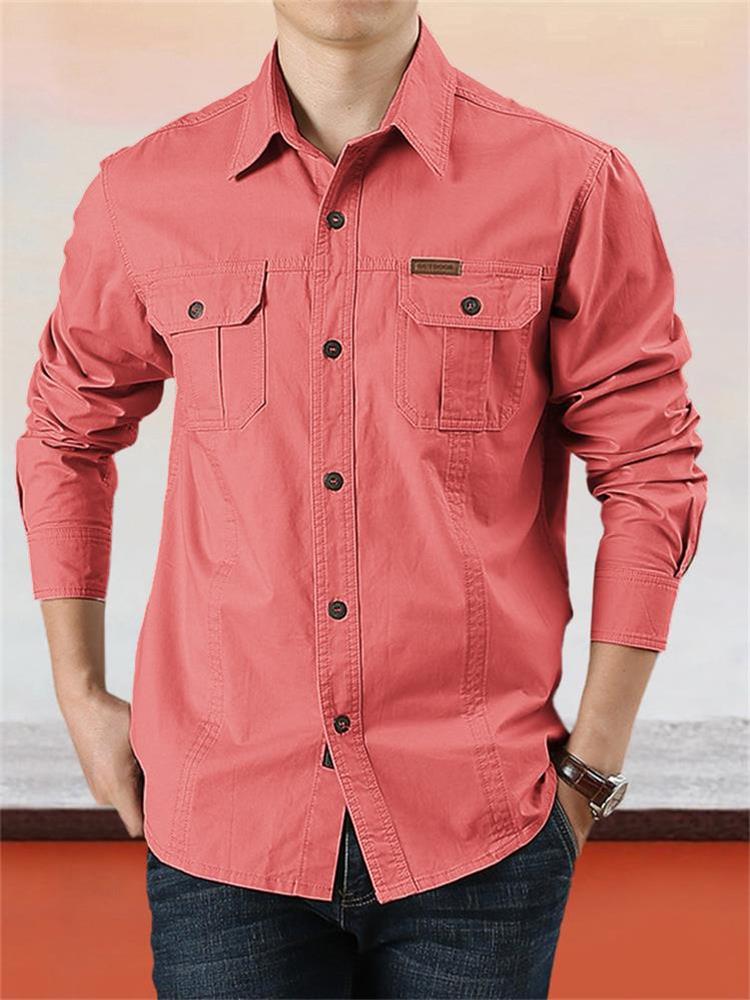 Nouveau style 2026 Chemise de travail en coton manches longues pour homme