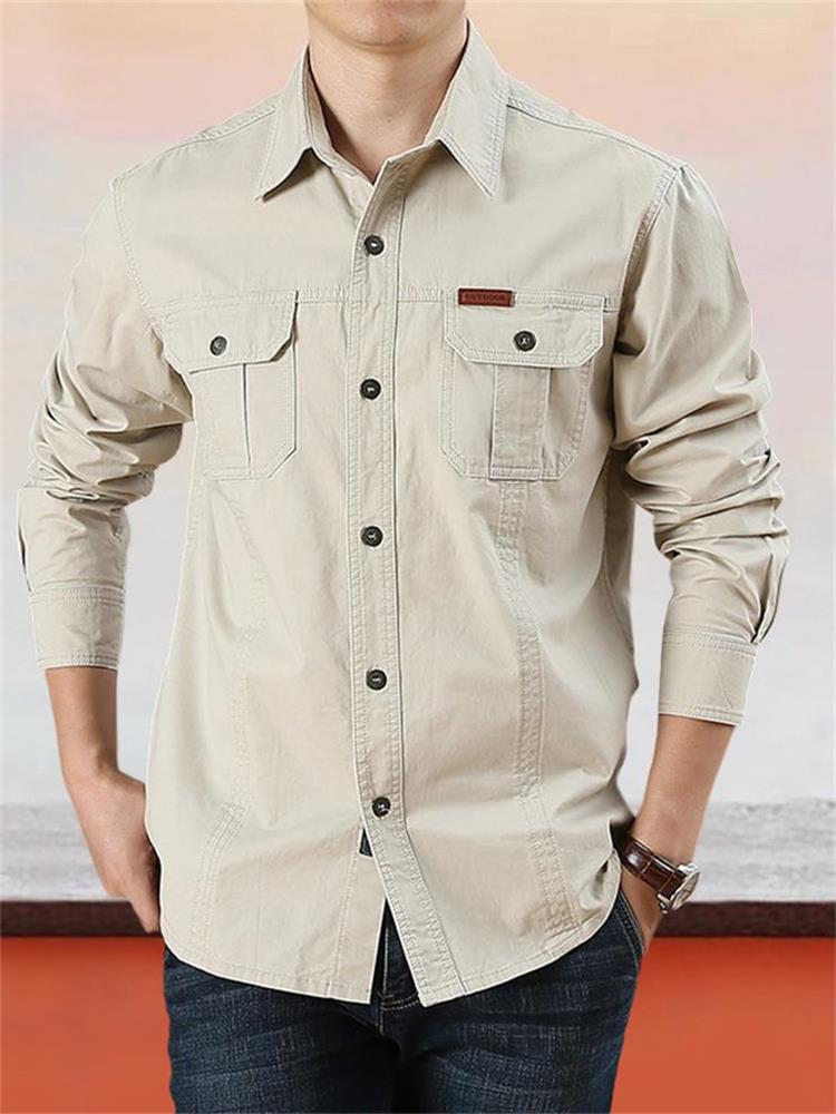 Nouveau style 2026 Chemise de travail en coton manches longues pour homme