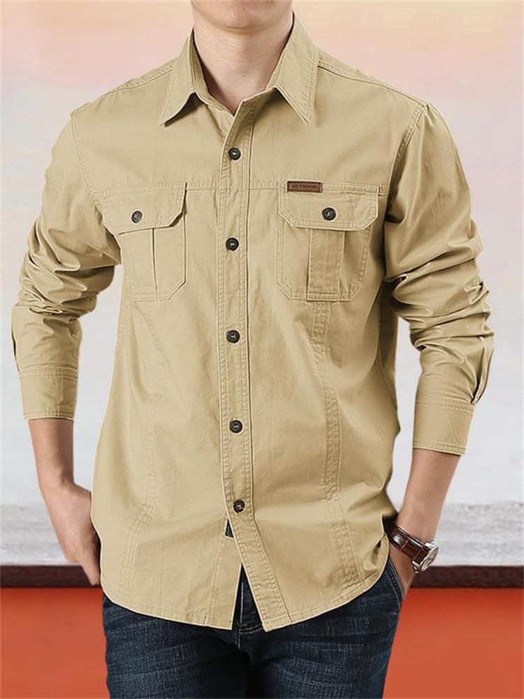 Nouveau style 2026 Chemise de travail en coton manches longues pour homme