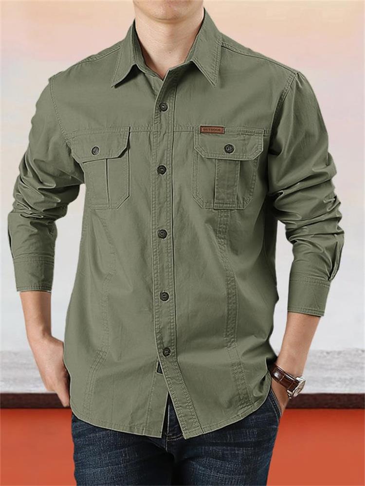 Nouveau style 2026 Chemise de travail en coton manches longues pour homme