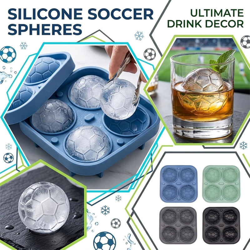 DE RDUCTION Moule Gla?ons Football Silicone Boules 5,5cm, Fusion Lente, Design Anti-Fuite, 4 Couleurs, Parfait pour Soires Match & Cocktails