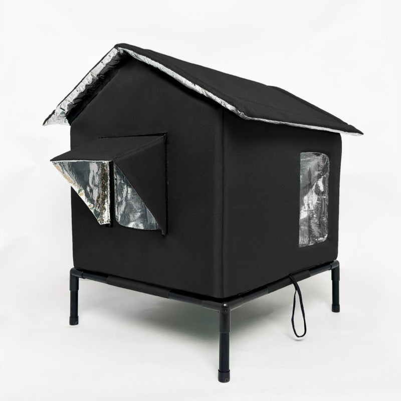 Maison pour Chat Extrieure Surleve Toutes Saisons Oxford + Aluminium Thermique Impermable & Isole Pliable pour Confort Douillet