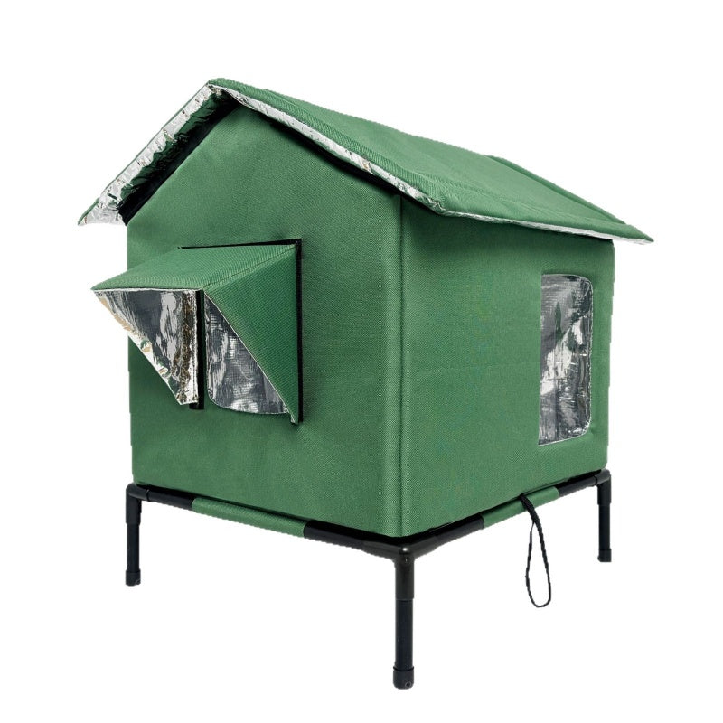 Maison pour Chat Extrieure Surleve Toutes Saisons Oxford + Aluminium Thermique Impermable & Isole Pliable pour Confort Douillet