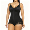 LIMITE -50% Body Gainant Zipp Femme Compression 360 Ventre Plat, Fermeture clair + Crochets, Bretelles Amovibles Noir & Nude XS XL