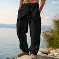 Pantalon cargo en coton et lin pour homme