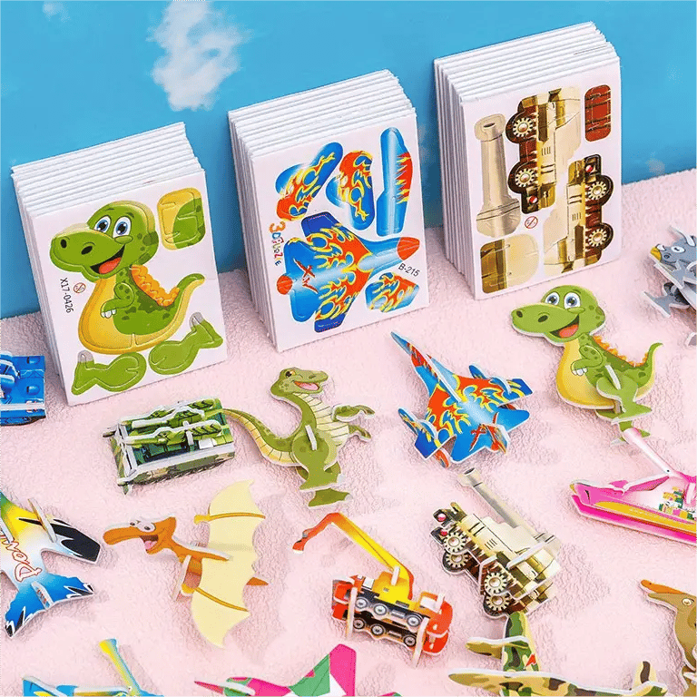 DE RDUCTION PUZZLE 3D DUCATIF - Coffret de 50 pices Dinosaures aux couleurs vives, dveloppe la crativit et la pense spatiale ds 4 ans